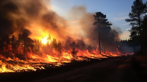 large fire in a forest
