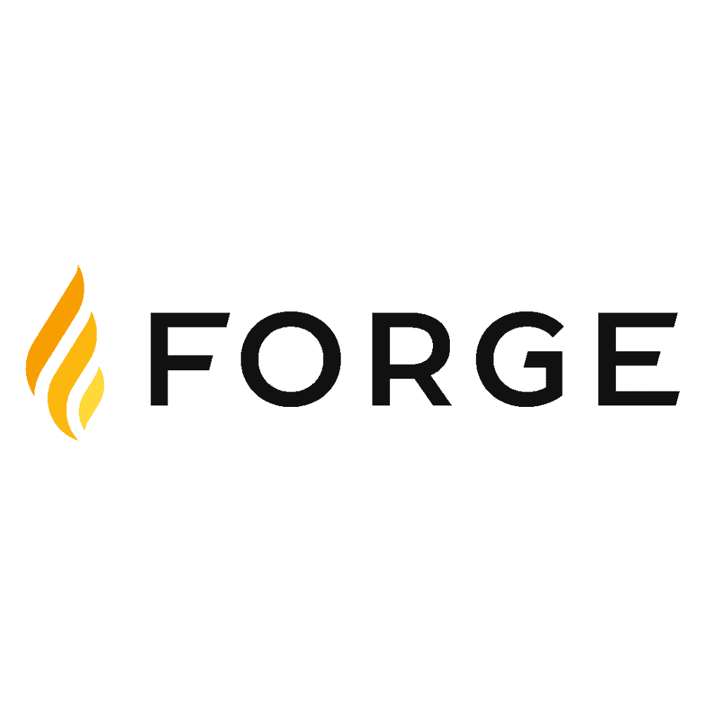 Forge logo - orange and yellow flame drawing next to the words