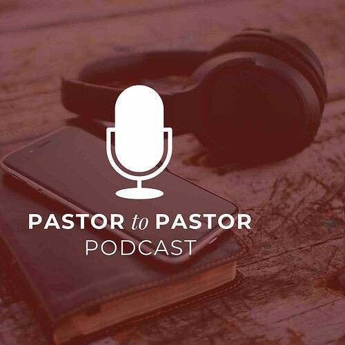 Microphone over a red-washed image of a bible, phone, and headphones