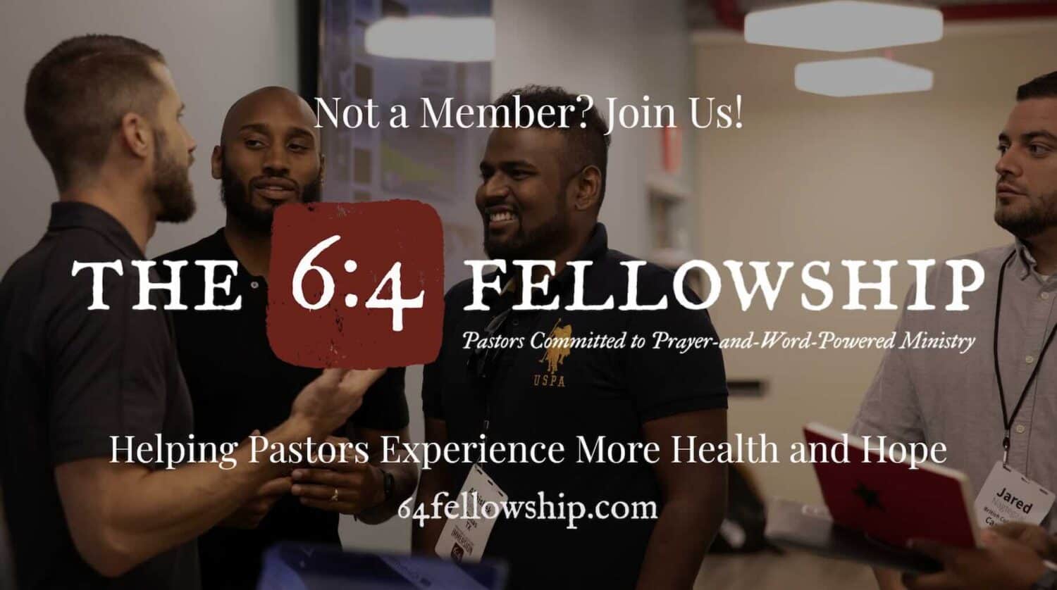 four men talking and laughing inviting others to join The 6:4 Fellowship