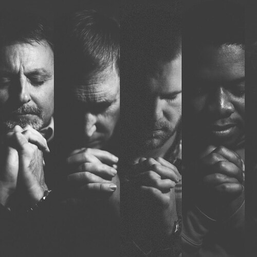 a praying elders church - six close up black and white images of men praying that nearly overlap