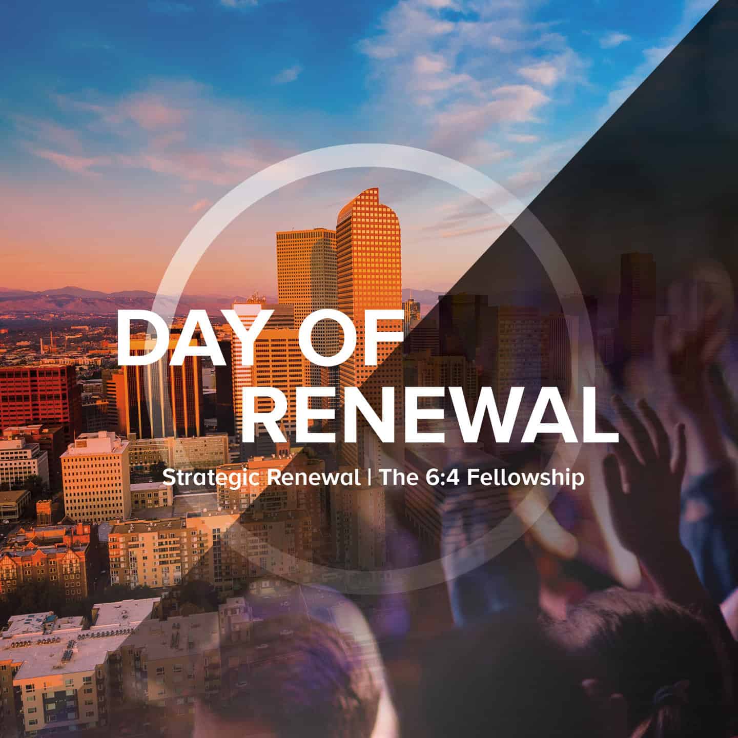 Denver City Scape behind Day of Renewal logo