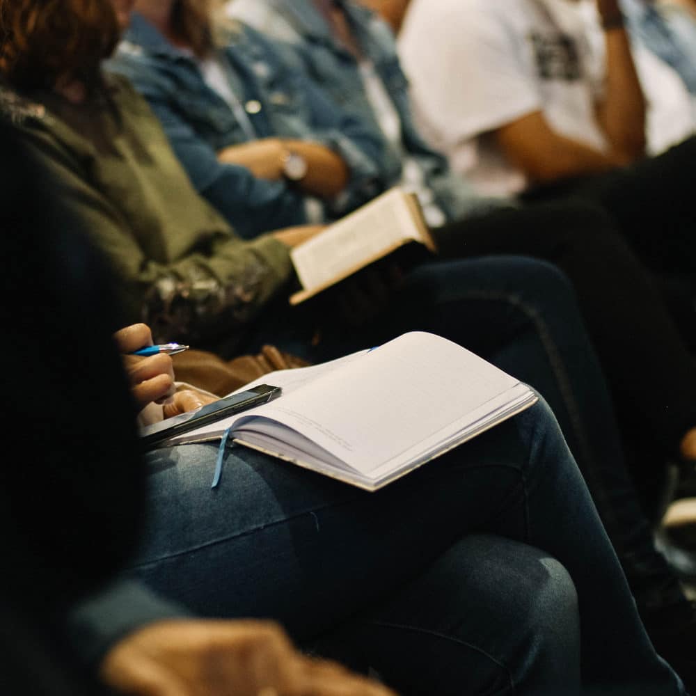 Church members listening to sermon